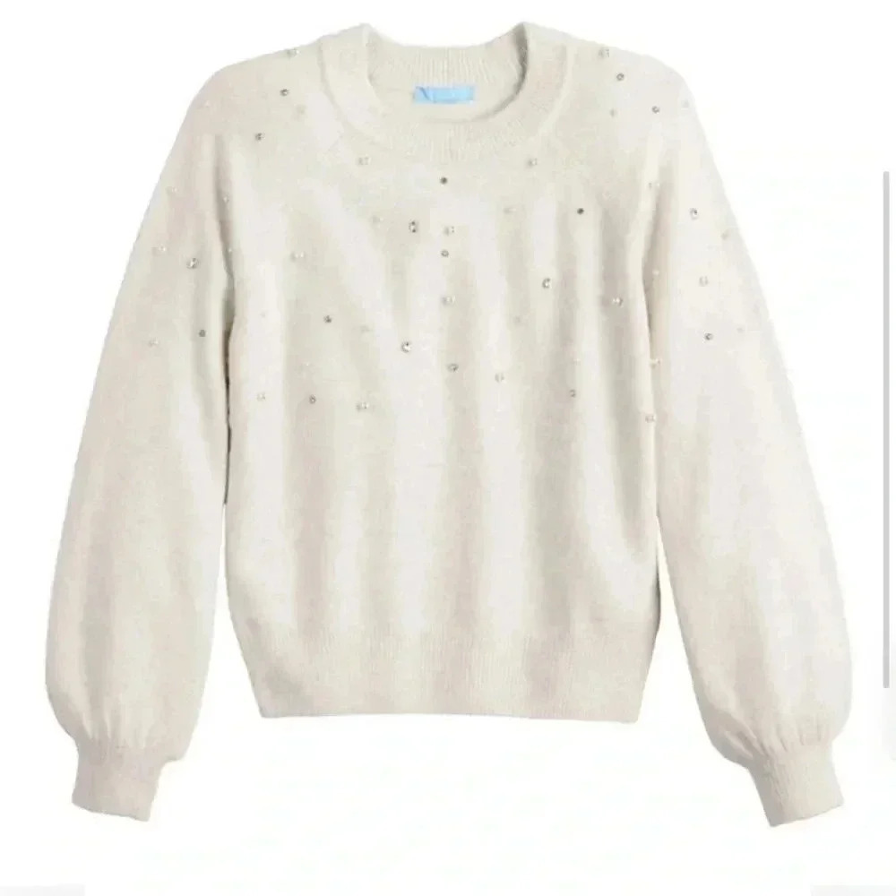 Draper James RSVP Long Sleeve Embellished Pearl and Rhinestone Sweater - Picture 3 of 7